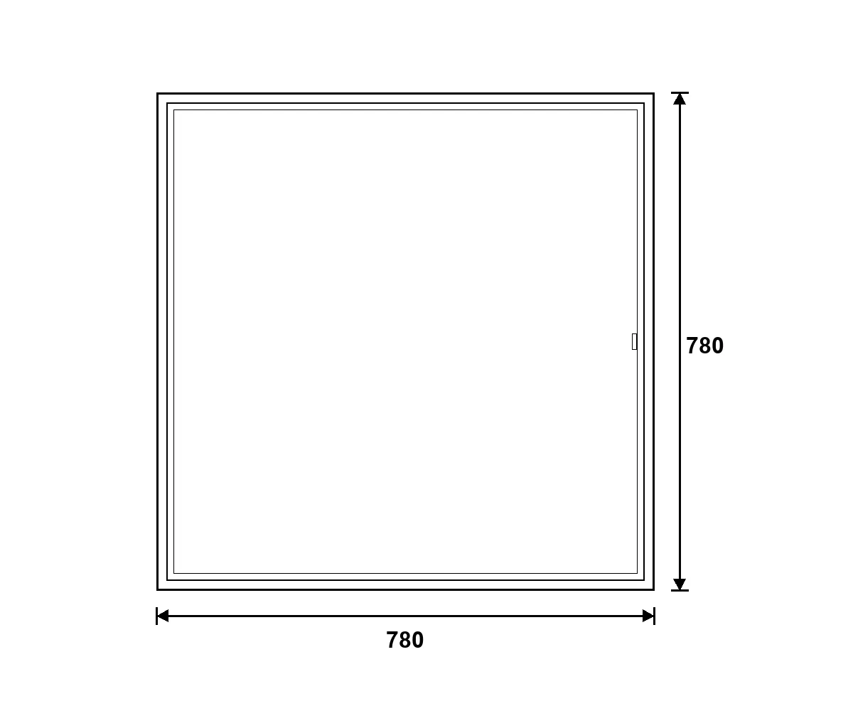 DM műanyag ablak – egyszárnyú bukó-nyíló (2 rétegű) 780×780 mm