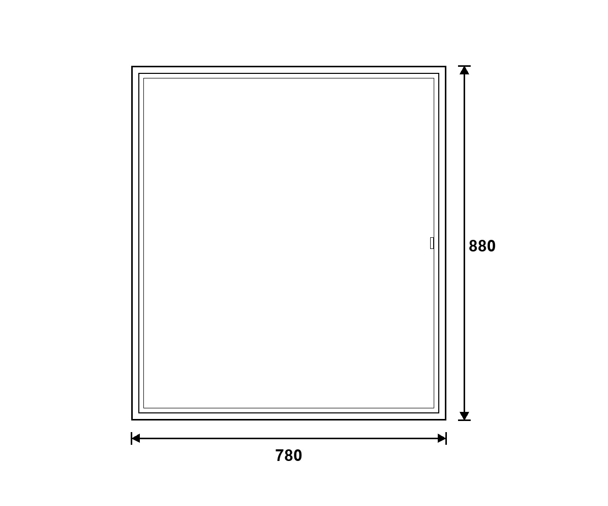 DM műanyag ablak – egyszárnyú bukó-nyíló (2 rétegű) 780×880 mm