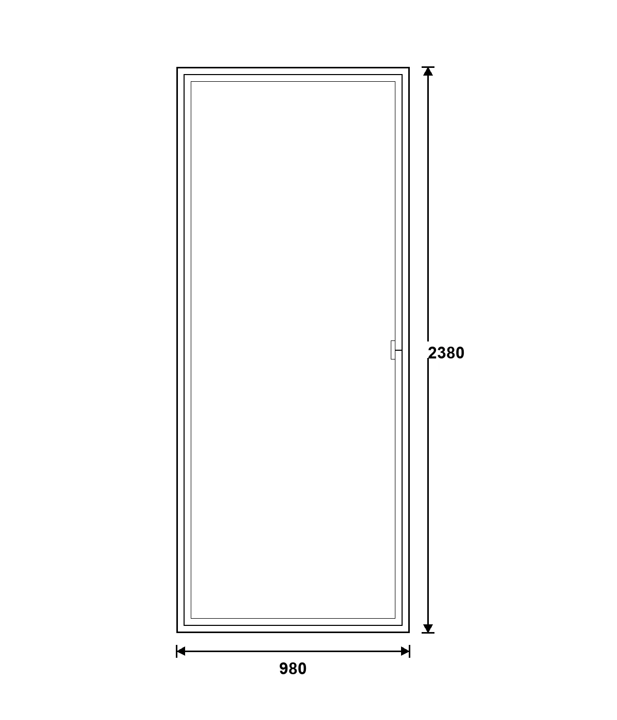 DM műanyag ablak – fix (2 rétegű) 980×2380 mm