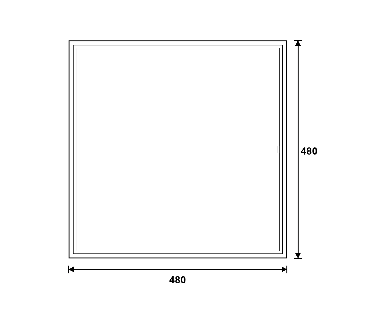 Weruplast ablak – egyszárnyú bukó-nyíló (3 rétegű) 480×480 mm