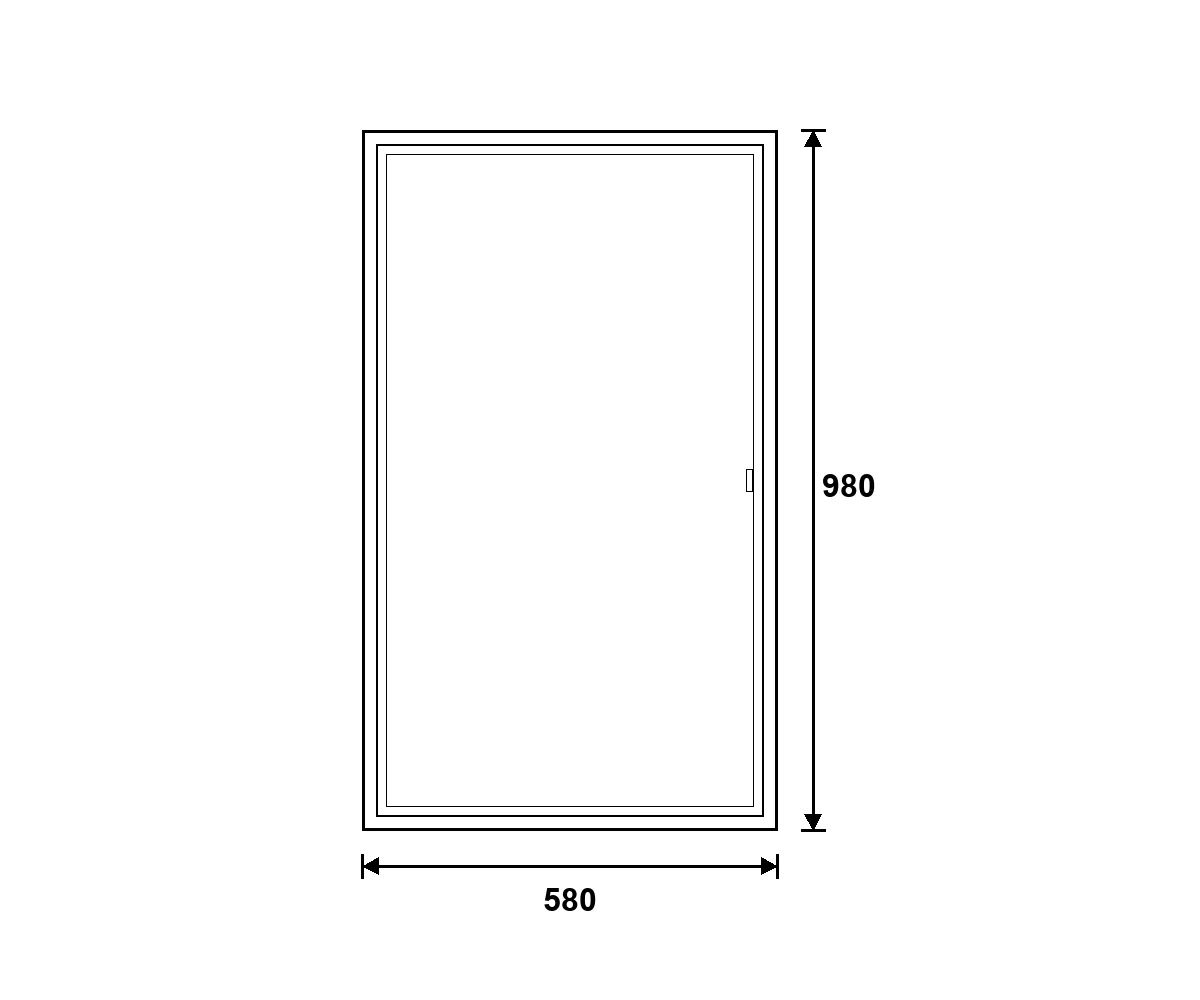 DM műanyag ablak – egyszárnyú bukó-nyíló (2 rétegű) 580×980 mm