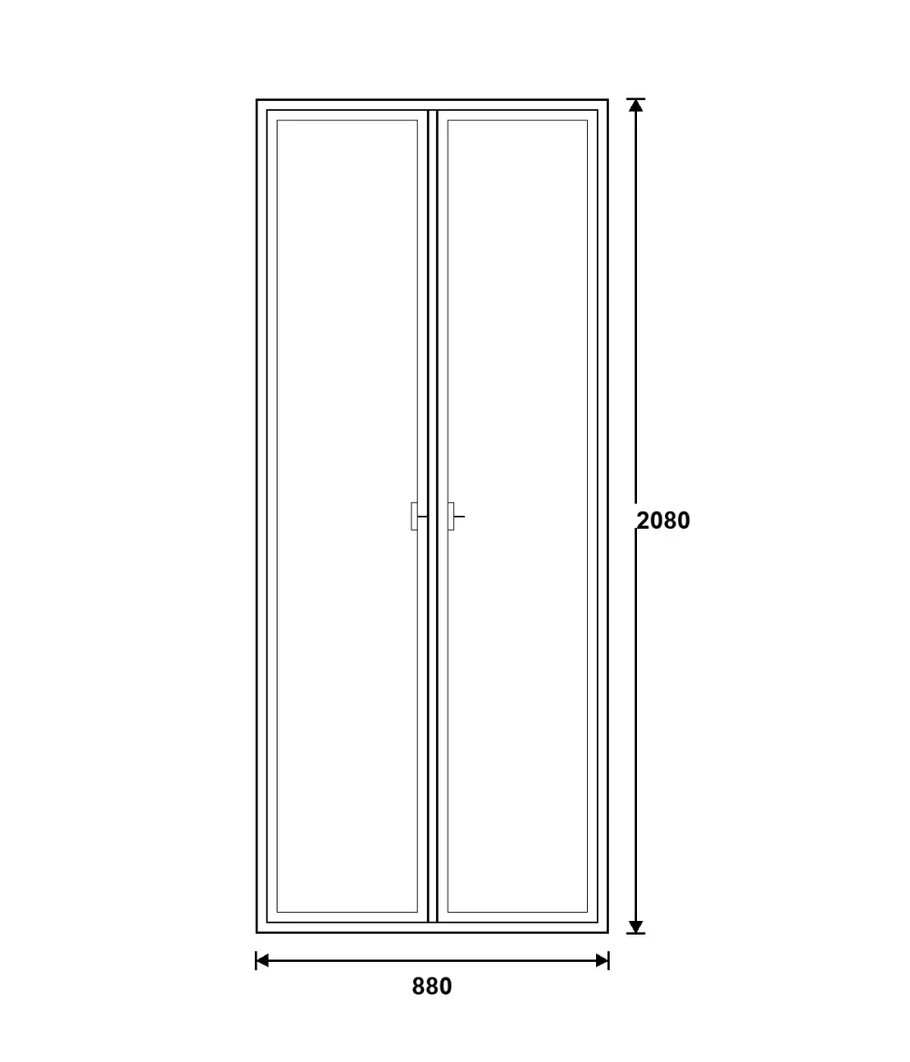 WERUPLAST teraszajtó (3 rétegű) 880×2080 mm