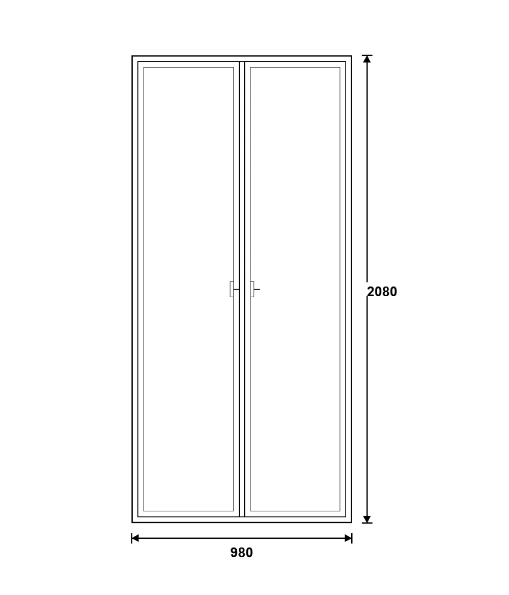WERUPLAST teraszajtó (3 rétegű) 980×2080 mm